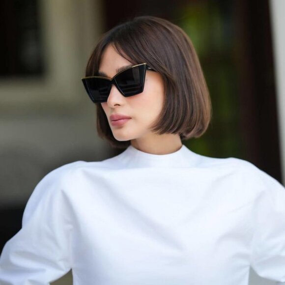 NEW SL570 002 SAINT LAURENT SUNGLASSES WOMEN CAT EYE BLACK EYEWEAR - Picture 5 of 6